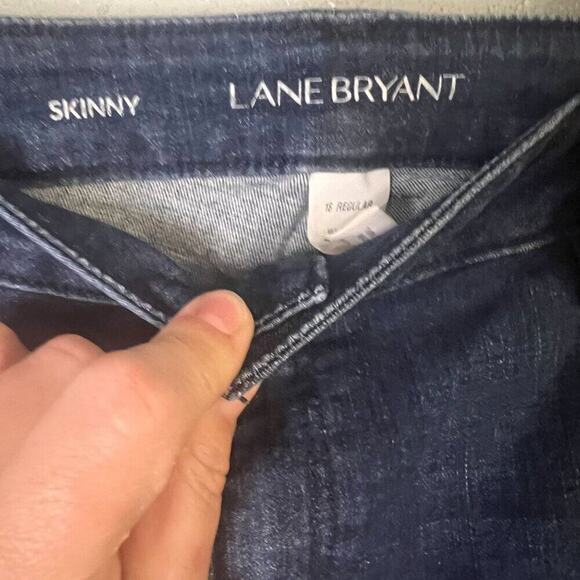 Lane Bryant Skinny Jeans Dark Wash Distressed Denim 18 Regular Retro 90s Feminin - Picture 3 of 10